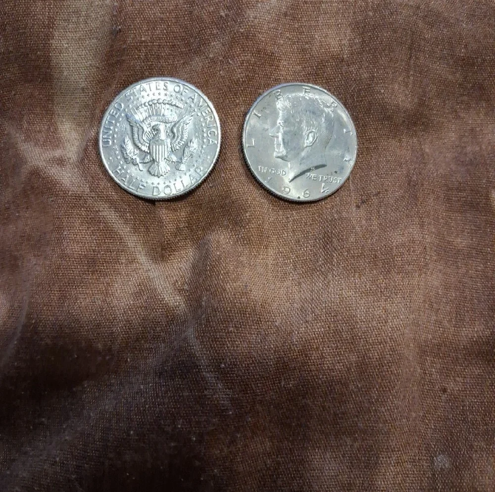 1964 Silver Kennedy Half Dollar Pair - Classic Silver Finish
